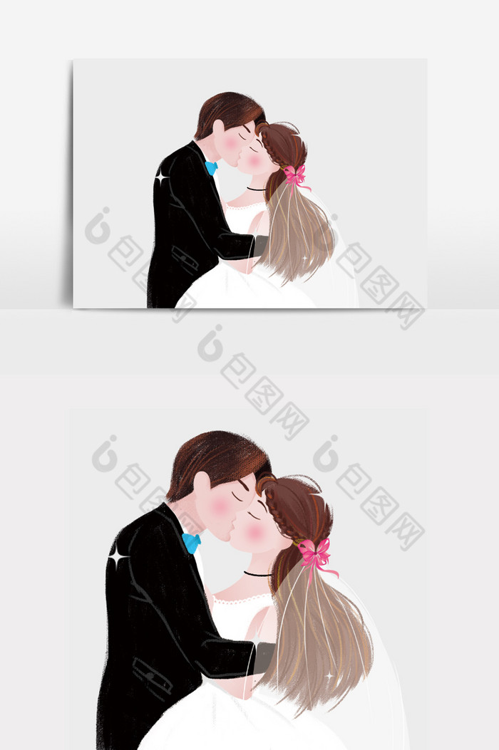 情侣接吻插画图片图片
