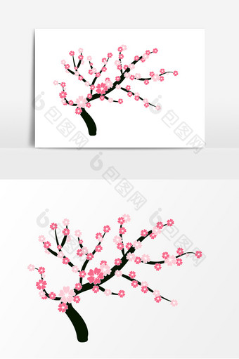 手绘樱花树木树枝元素图片