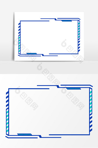 蓝色几何科技边框元素素材图片
