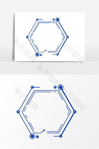 蓝色几何边框元素图片
