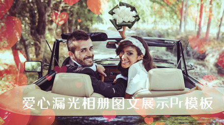 温馨婚礼婚庆爱情漏光相册图文展示Pr模板