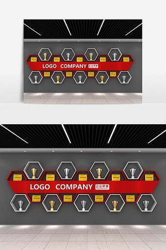 多边形组合荣誉展示墙图片