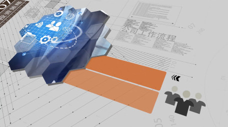 线条蓝图背景六边形企业图文展示AE模板