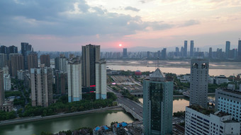 航拍江西南昌城市建设城市大景