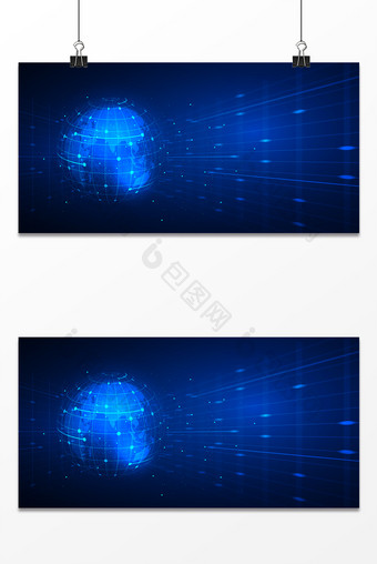 蓝色商务科技感地球线条通用信息时代背景图片