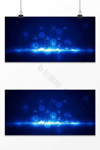 蓝色渐变光晕线条空间感未来信息时代背景图片