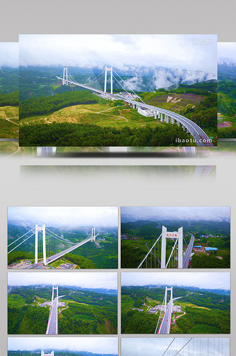 航拍云雾中的超级工程龙江特大桥图片