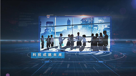 蓝色网格科技空间企业图文宣传AE模板