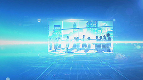 蓝色网格科技空间企业图文宣传AE模板