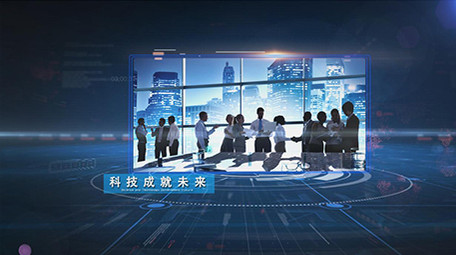 蓝色网格科技空间企业图文宣传AE模板