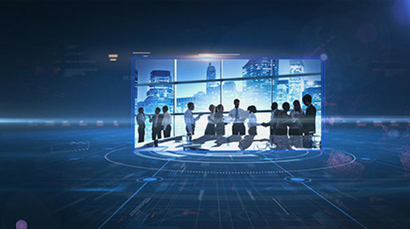 蓝色网格科技空间企业图文宣传AE模板