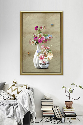 高端欧式复古花卉浮雕装饰画图片
