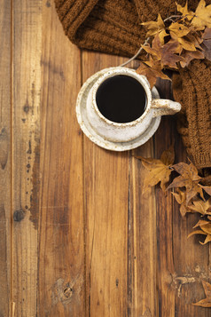 一杯咖啡秋天温暖文艺素材