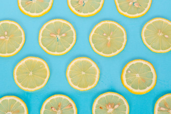 柠檬片创意蓝色背景