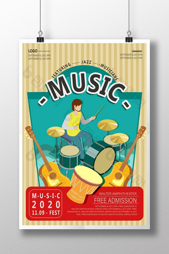 新鲜的乐器表演节日海报图片