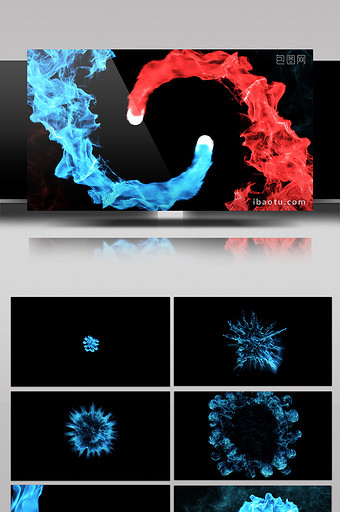 4组蓝色烟雾特效元素背景视频素材带通道图片