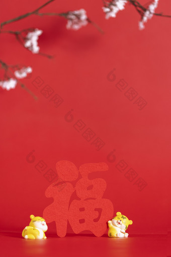 福字创意新年春节红色背景