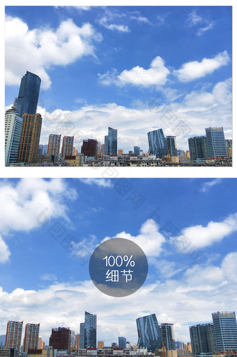 蓝天下的城市建筑群摄影图片