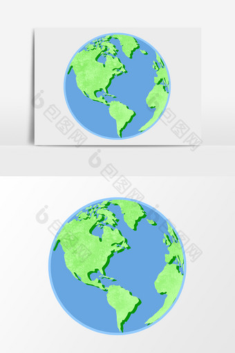 手绘卡通小清新绿色地球地球日小元素图片