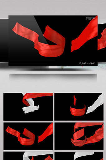 八款红白绸缎飞舞alpha通道视频素材图片