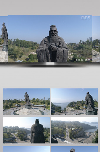 震撼航拍隆昌古宇湖孔子公园孔子雕像图片