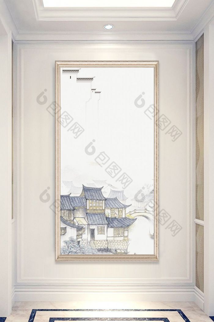 传统中国古建筑屋檐插画装饰画图片图片