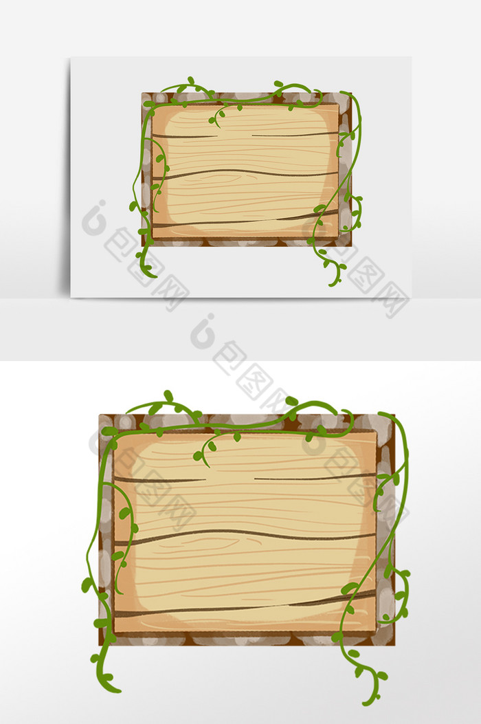 木质枝藤装饰指示牌插画图片图片
