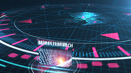 大气蓝色科技圆盘旋转图文介绍粒子AE模板