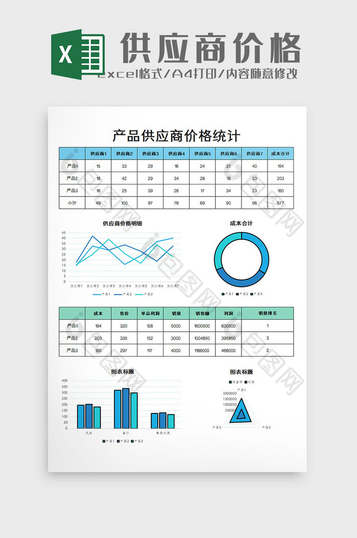 供应商价格分析excel模板