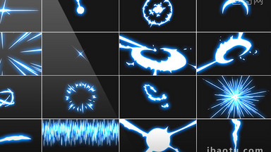 20组带通道卡通能量爆发特效视频素材