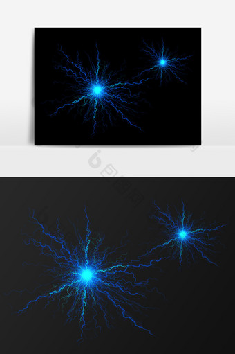 闪电发散光光束元素图片