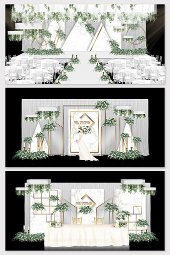 现代简约白色大理石欧式婚礼效果图图片
