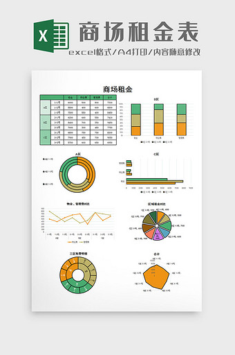 商场租金表excel模板图片