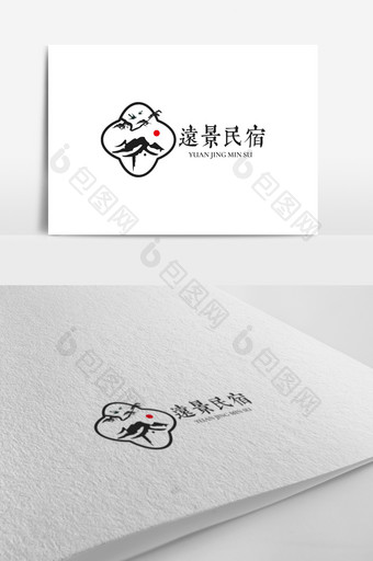 中式风格景旅游景区民宿旅社标志logo图片