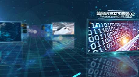 酷炫蓝色科技感光效粒子光线<strong>图文</strong>AE模版