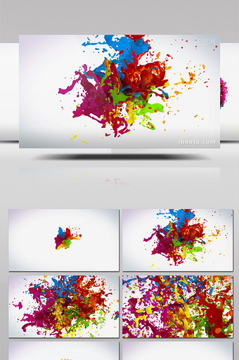 彩色液体飞溅汇聚logo动画特效AE模板图片