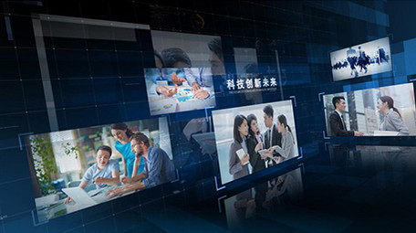 蓝色科技企业宣传片图文包装展示AE模板