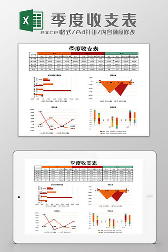 季度收支表excel模板图片