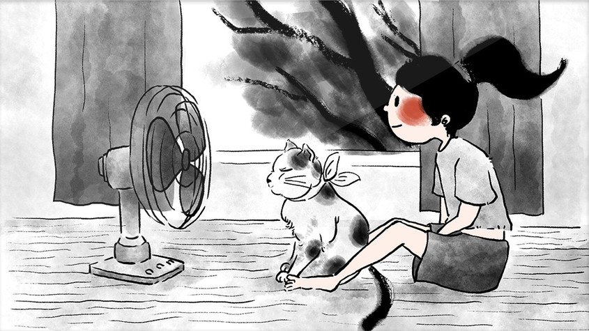 24节气大暑中国水墨插画gif动图图片