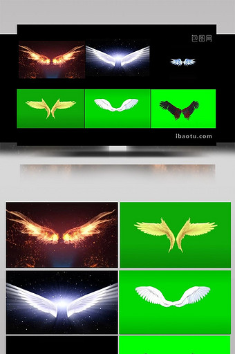 五款风格特色翅膀素材火焰，天使，恶魔图片