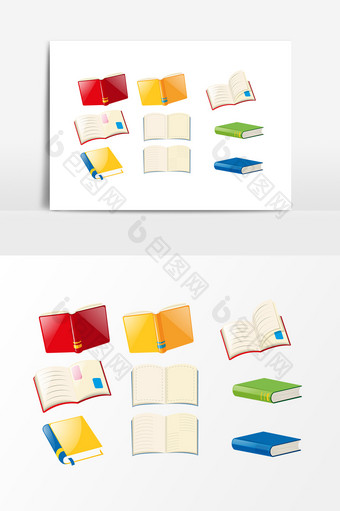 手绘书本页面设计元素图片