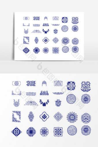 蓝色民族花纹设计素材图片