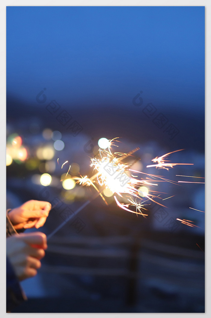 仙女棒烟花棒夜景光斑摄影图片图片