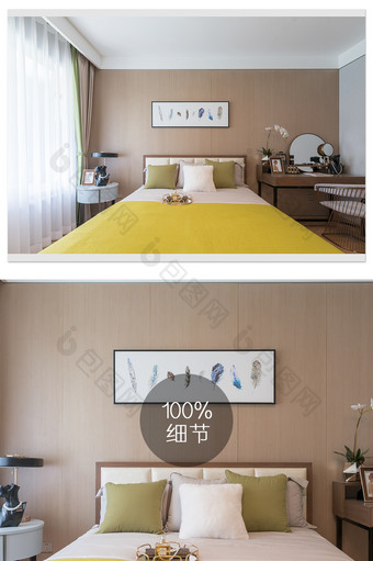 设计时尚的地产卧室摄影图图片