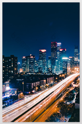 充满科技感的北京现代国贸CBD夜景图片