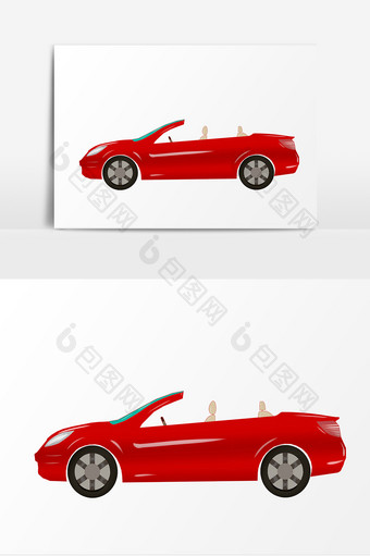 红色敞篷汽车卡通创意元素图片
