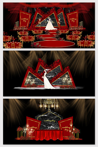 几何红黑欧式婚礼效果图图片