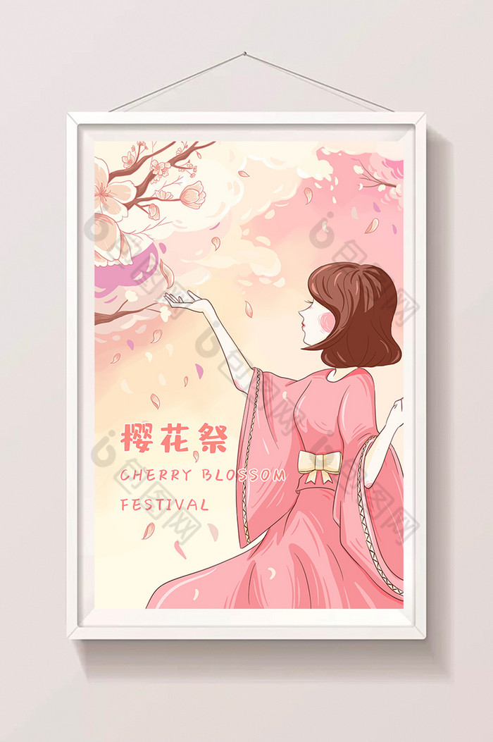 樱花祭日系少女插画图片图片