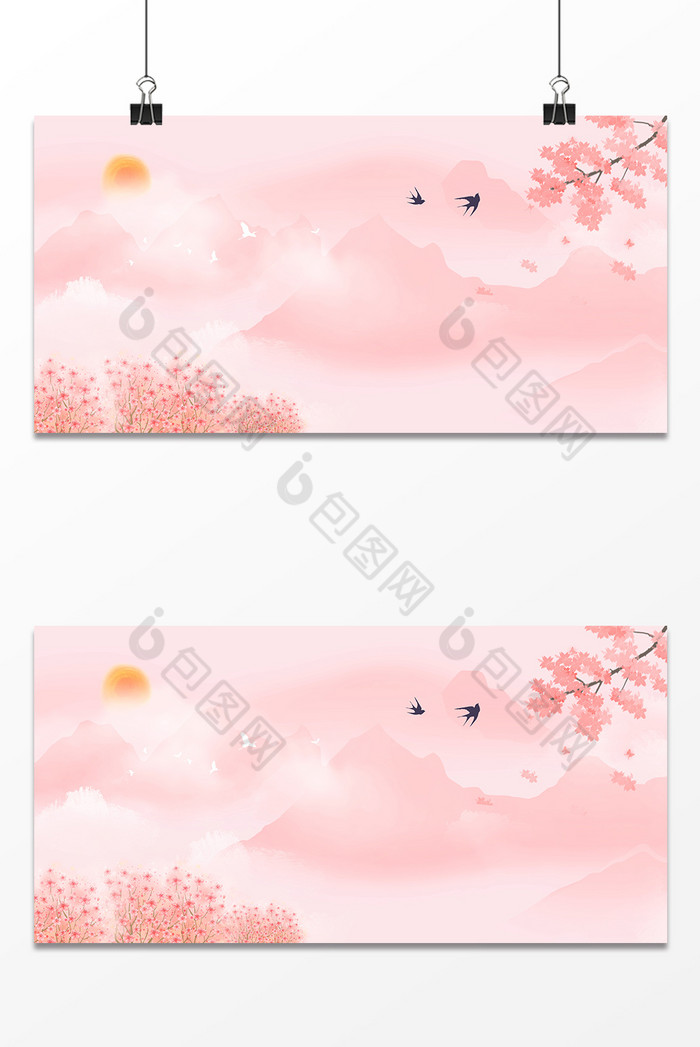 梦幻珊瑚橘樱花春天广告图图片图片