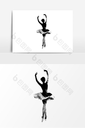 芭蕾舞水墨人物舞者元素图片